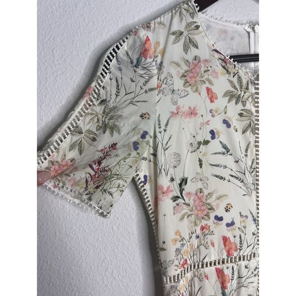 The Kooples Floral Mini Silk Dress White (Size XXS) - Picture 4 of 5